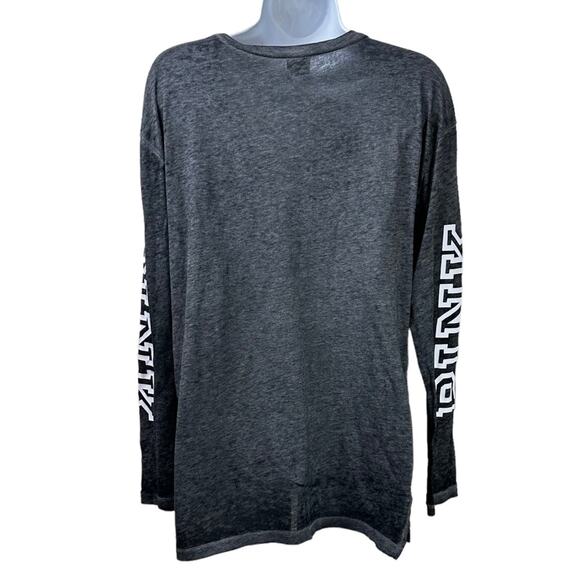 PINK Victoria’s Secret Spell Out Burnout Oversized V Neck Tee Shirt Size XS - Picture 2 of 5